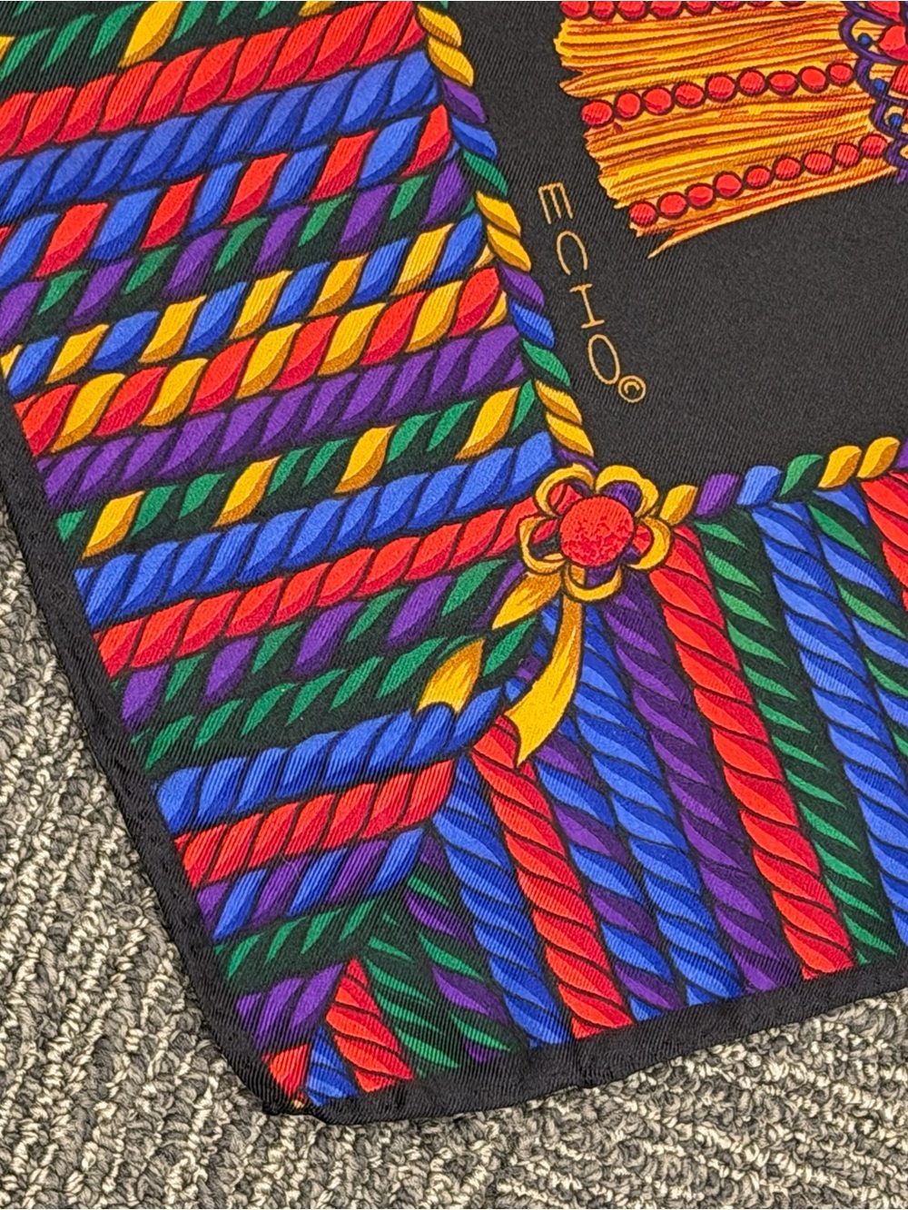 ECHO Embellished Multicolor Tassel Silk Scarf